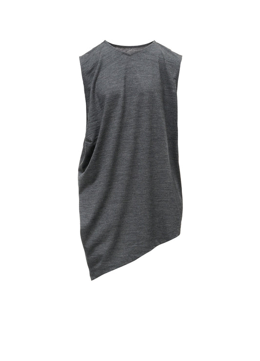WASHABLE WOOL JERSEY ASYMMETRIC HEM VEST
