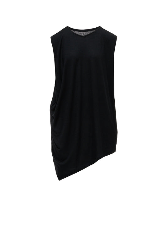 WASHABLE WOOL JERSEY ASYMMETRIC HEM VEST