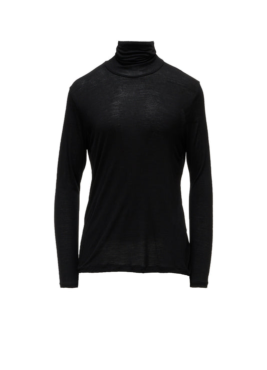 RAYON SILK JERSEY HIGH NECK SHIRT