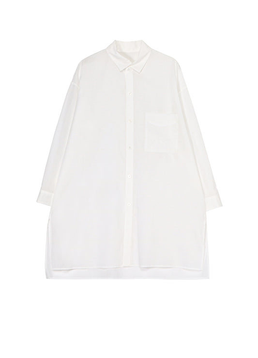 COTTON LAWN UNATTACHED COLLAR BIG SHIRT