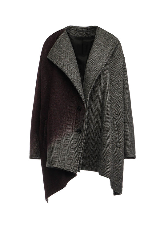 【9/20 12:00(JST) Release】WOOL HERRINGBONE GRADATION COLLARLESS COAT