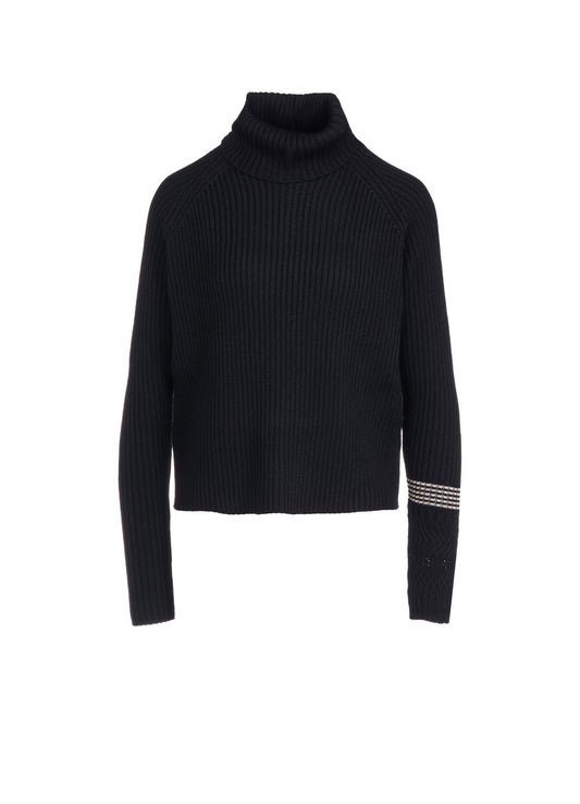 WOOL RIB TURTLE NECK PULLOVER