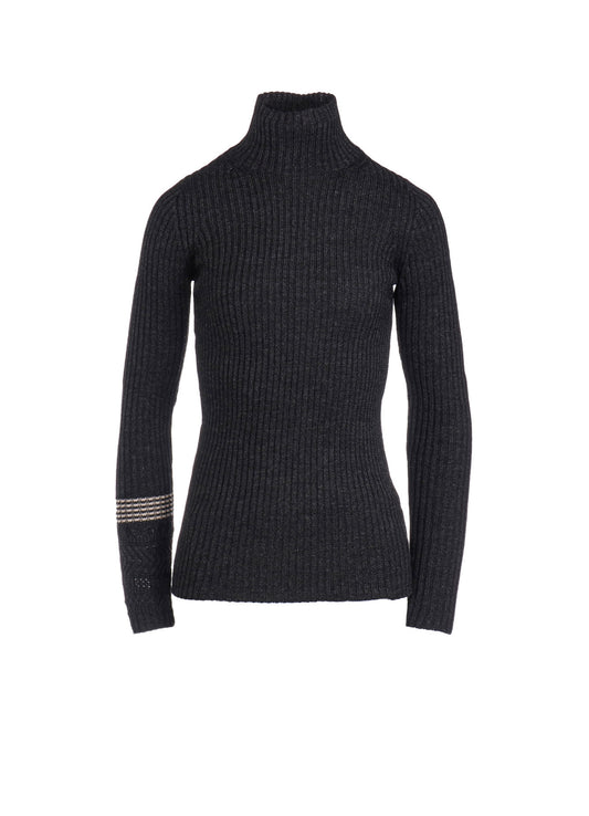 WOOL RIB HIGH NECK PULLOVER