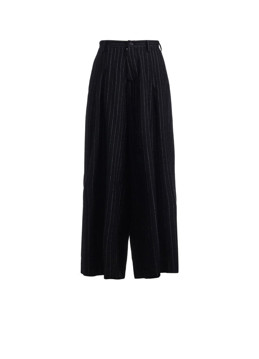 WOOL STRIPE DOUBLE TUCK WIDE PANTS