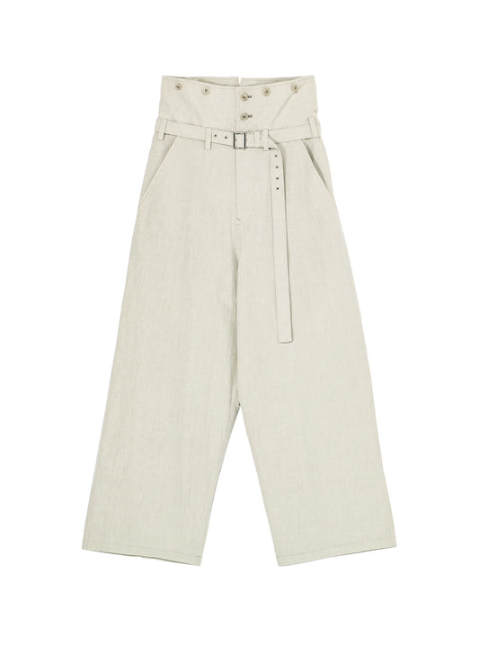 COTTON CHAMBRAY HIGH WAIST PANTS