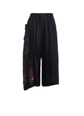 CUPRO FLOWER PATTERN RIGHT DRAPE PANTS