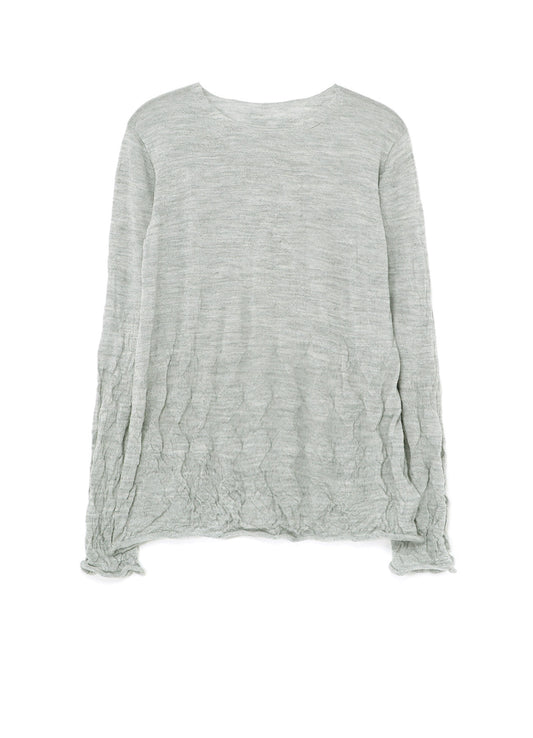 WOOL WRINKLE ROUND NECK LONG SLEEVE T-SHIRT