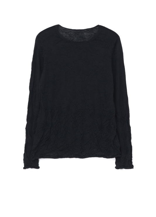 WOOL WRINKLE ROUND NECK LONG SLEEVE T-SHIRT