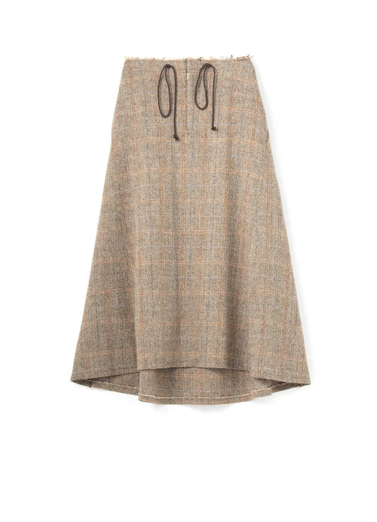 WOOL BRITISH TWEED BACK DROP SKIRT