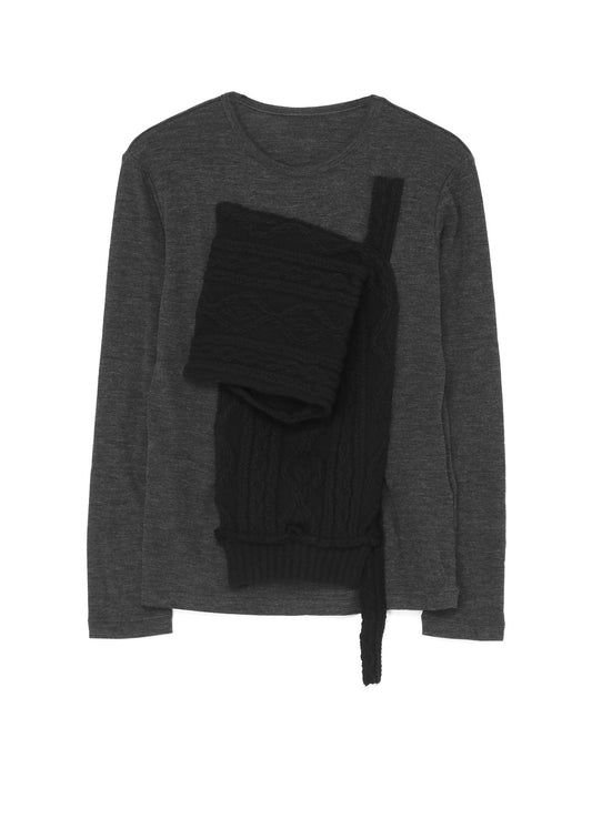 MILLING x ARAN PATTERN ROUND NECK PATCH LONG SLEEVE T