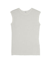 COTTON FAUX LINEN KNIT ROUND NECK TANK TOP