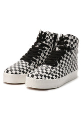 PLAID PATTERN LEATHER BASKET SHOES