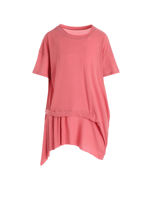HIGH-TWIST COTTON JERSEY GATHERED T