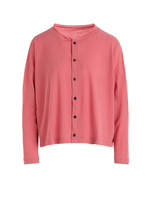 HIGH-TWIST COTTON JERSEY LONG SLEEVE CARDIGAN