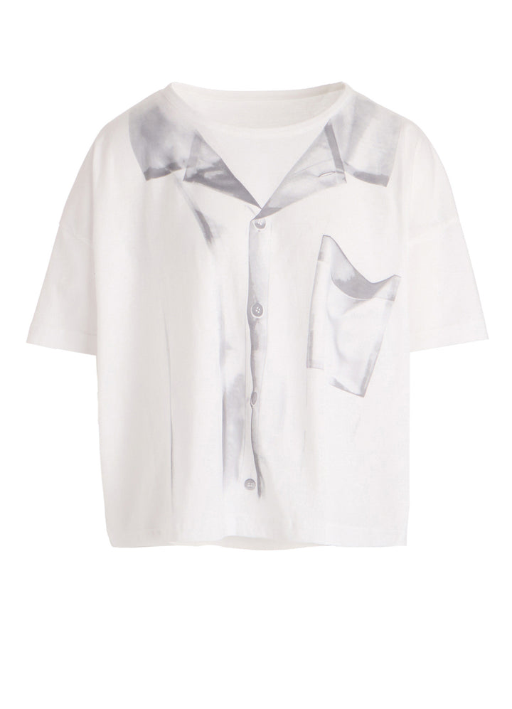 TROMPE L'OEIL HALF SLEEVE CROPPED TEE