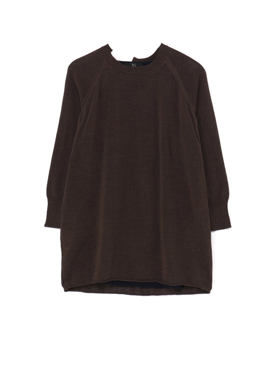 LINEN-LIKE COTTON LAYERED PULLOVER