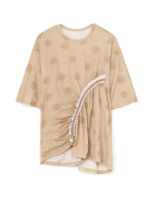 POLKA DOT PRINT T-SHIRT WITH GATHERED DETAIL B