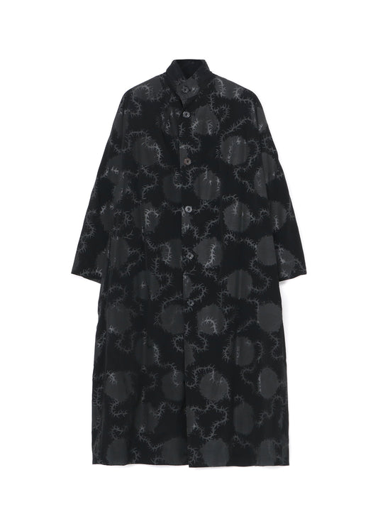 SPIKES/DOTS PRINT MANDARIN COLLAR COAT