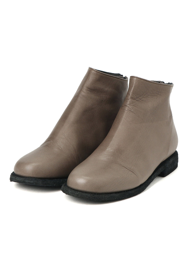 SOFT LEATHER LOW CUT BOOTS WITH BACK ZIPPER