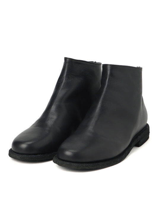 SOFT LEATHER LOW CUT BOOTS WITH BACK ZIPPER