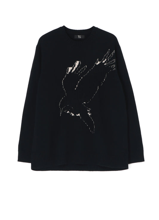 WOOL CROW MOTIF PULLOVER