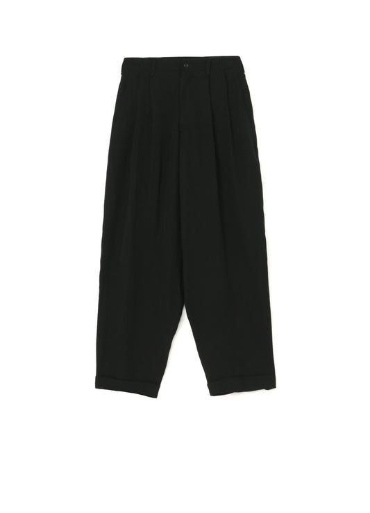 GARMENT-DYED CELLULOSE TWILL DOUBLE PLEATED CUFFED HEM PANTS