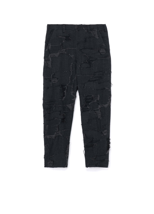 WOOL GLEN CHECK SLIM FIT PANTS