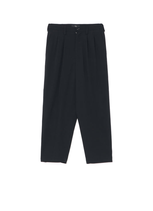 WOOL GABARDINE TAPERED DOUBLE PLEATED PANTS