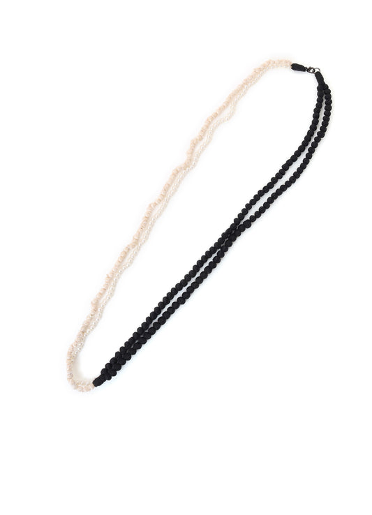 DOUBLE CHAIN SILK BALL CHAIN NECKLACE