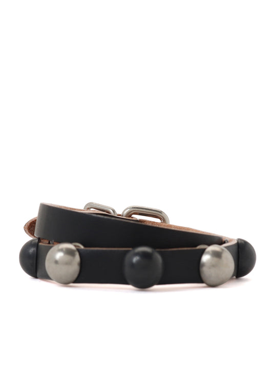 SEMIGLOSS LEATHER STUDS DOUBLE BRACELET