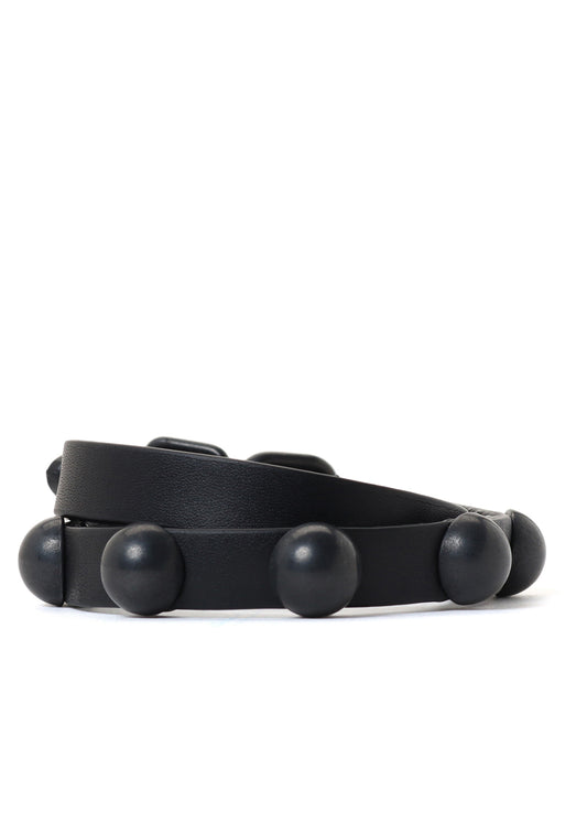SEMIGLOSS LEATHER STUDS DOUBLE BRACELET