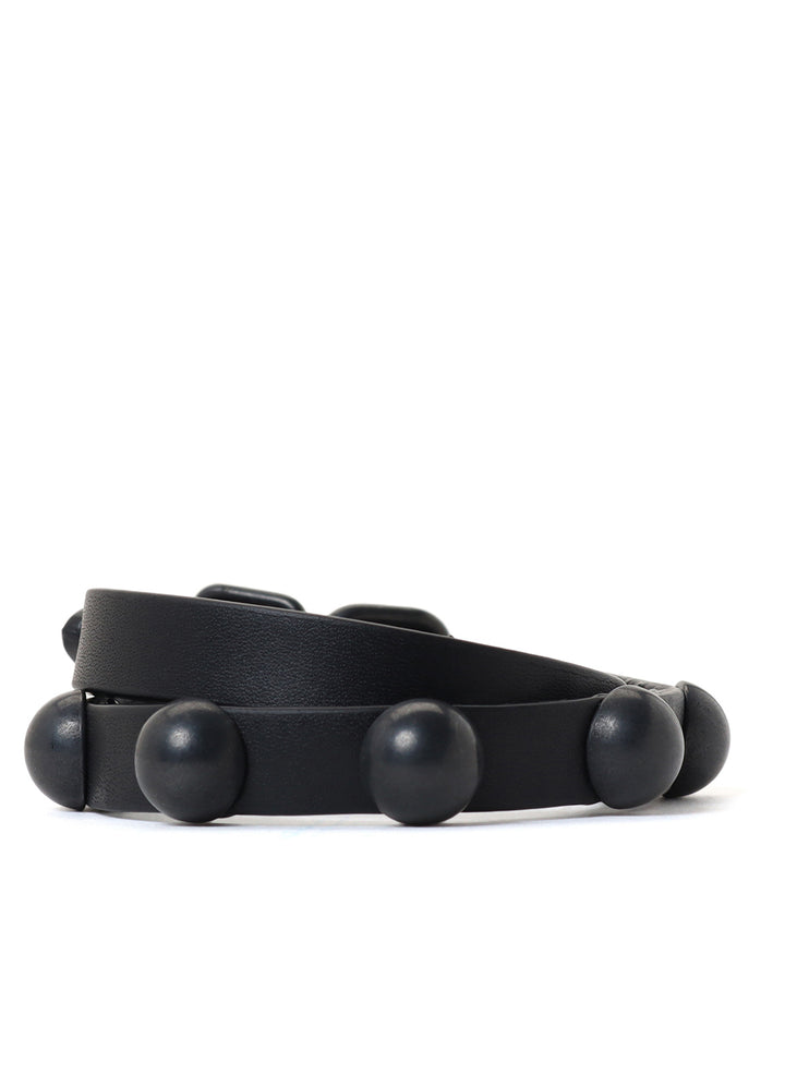 SEMIGLOSS LEATHER STUDS DOUBLE BRACELET