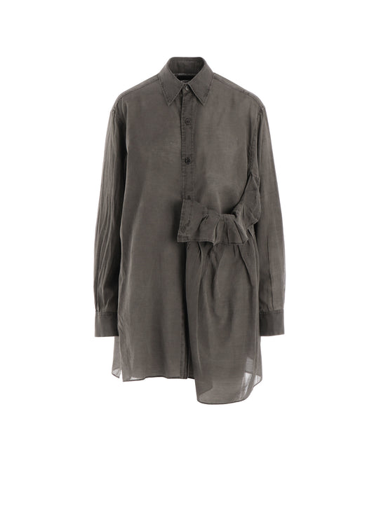 CUPRO/COTTON GARMENT DYED LEFT SIDE TUCK SHIRT
