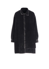 6OZ DENIM CHEMICAL WASH ASYMMETRIC BIG BLOUSE