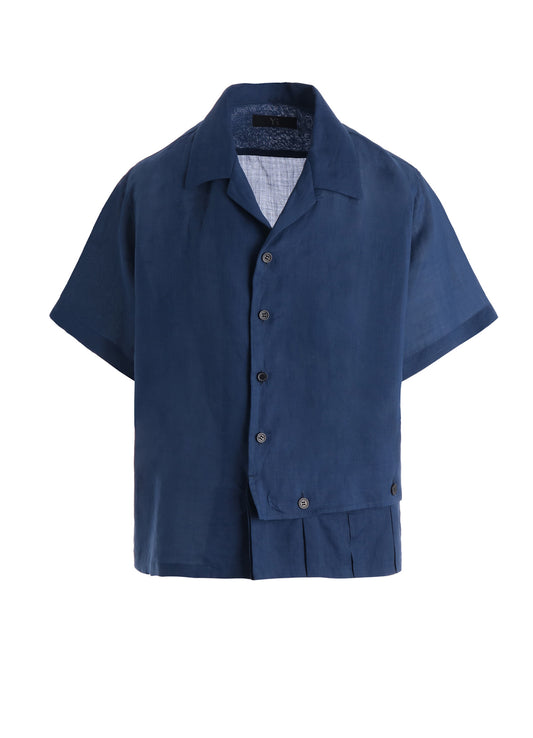 RAMIE OPEN COLLAR SHORT SLEEVE BLOUSE