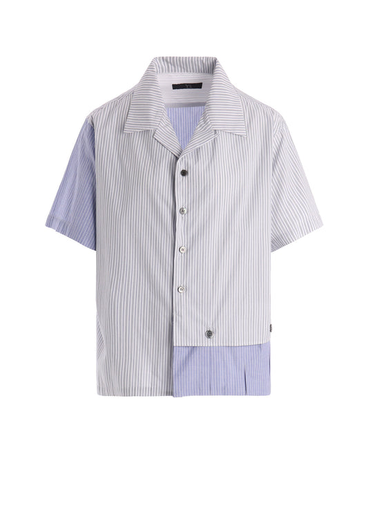 OPEN COLLAR SHORT SLEEVE BLOUSE