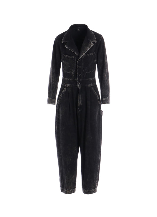 6OZ DENIM CHEMICAL WASH JUMPSUIT