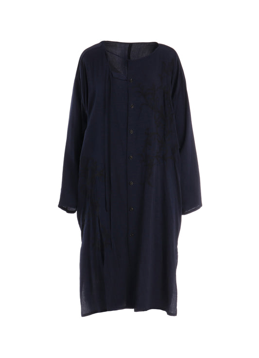 CU/ DUNGAREE TWILL BOTANICAL COLLARLESS DRESS