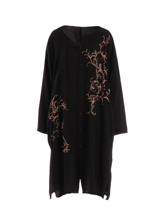 CU/ DUNGAREE TWILL BOTANICAL COLLARLESS DRESS