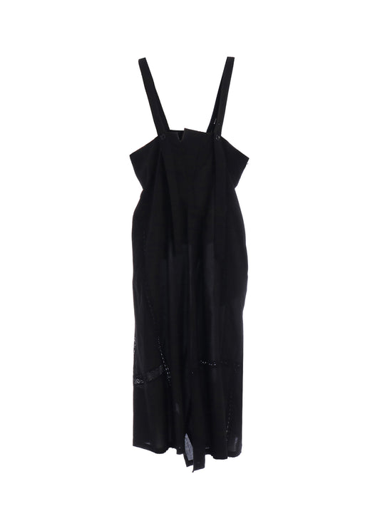 COTTON LACE PATCHWORK SHOULDER STRAP DRESS