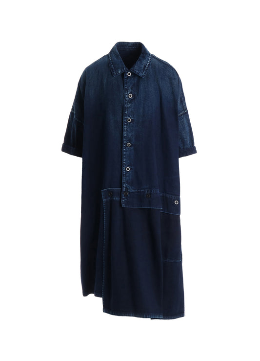 8OZ SPOTTED DENIM SHORT-SLEEVE DRESS