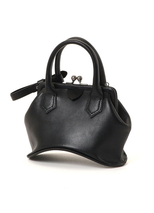 OIL SOFT LEATHER CURVED MINI METAL CLASP BAG