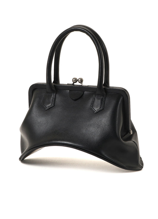 OIL SOFT LEATHER CURVED METAL CLASP BAG