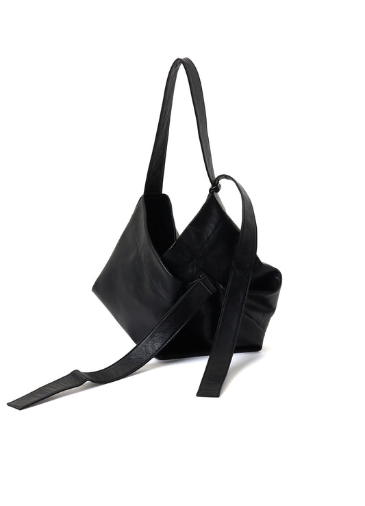 SEMI GLOSS LEATHER BELTED TOTE BAG S