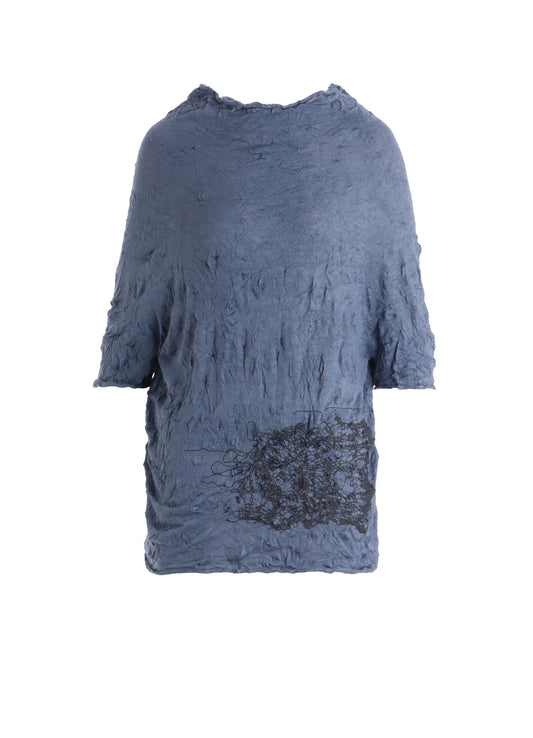 WRINKLED HALF SLEEVE PULLOVER