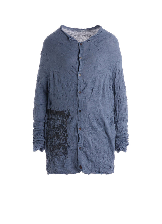 WRINKLED OFF NECK LONG SLEEVE CARDIGAN