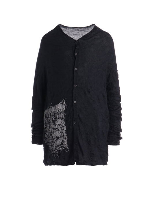 WRINKLED OFF NECK LONG SLEEVE CARDIGAN