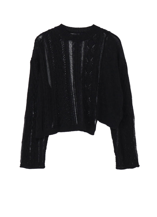 OPEN-WEAVE CABLE-KNIT PULLOVER
