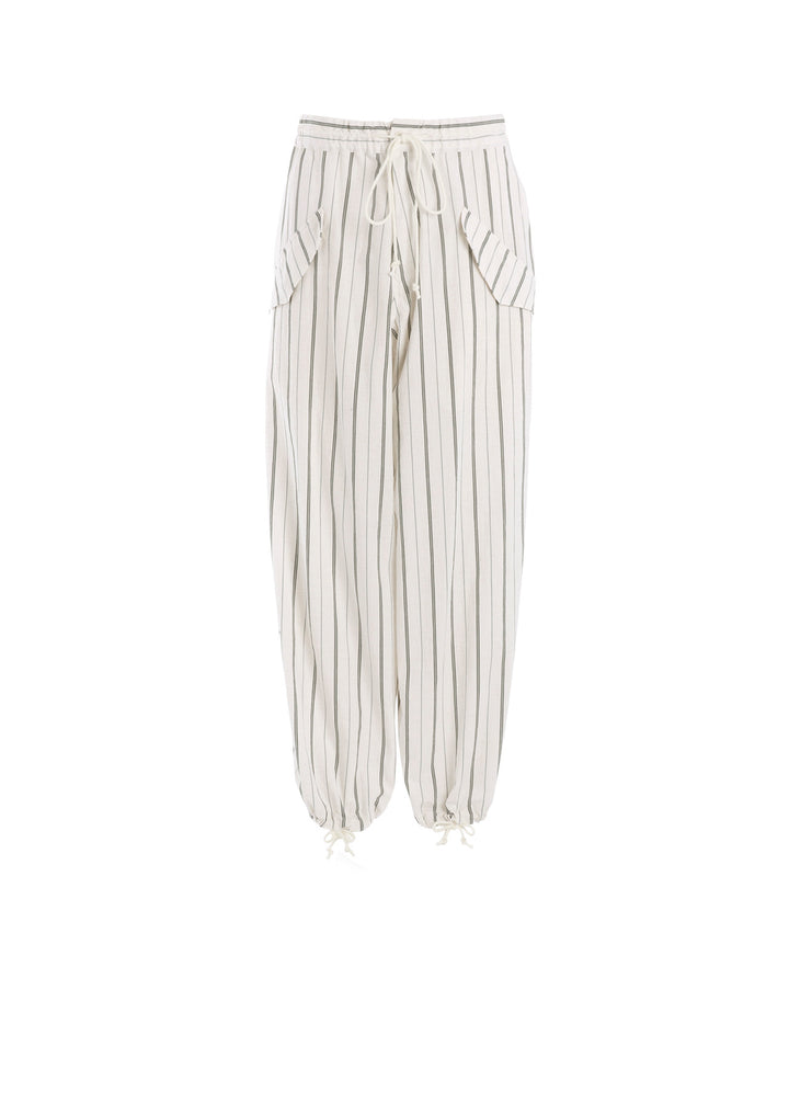 C/LI WASHER STRIPE DRAW STRING PANTS