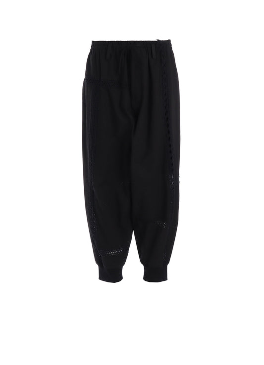 COTTON CROCHET PATCHWORK RIB HEM PANTS